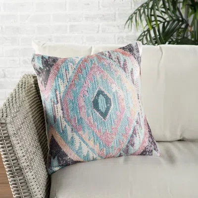 Nikki Chu Groove Indoor / Outdoor Geometric 18" Throw Pillow Cover In Blue Geometric,pillow Cover Only - No Insert