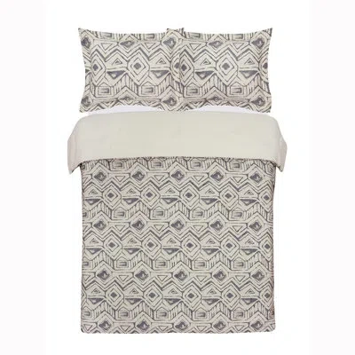 Nikki Chu Mali Gray Standard Cotton Reversible 3 Piece Comforter Set