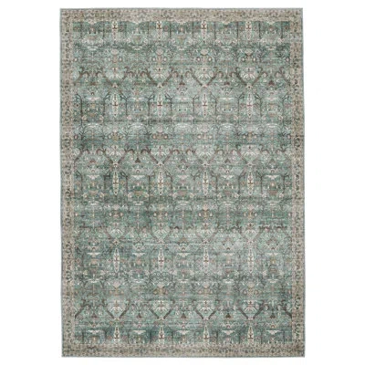 Nikki Chu Razi Machine Washable Performance Green/tan Rug In Green,tan