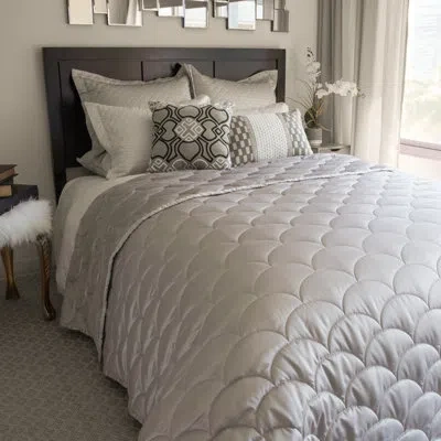 Nikki Chu Reversible Quilted Blanket In Soft Pewter