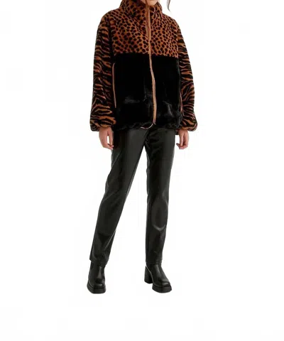 Nikki Jones Multi Animal Jacket In Mixed Media In Brown