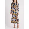 Nikki Lund Astrid Geo Print Long Sleeve Maxi Dress
