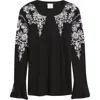 Nikki Lund Bryn Embroidered Thermal Top In Black