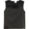 Nikki Lund Camille Sleeveless Floral Appliqué Top In Black
