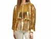 Shop Nikki Lund Cherilyn Sequin Fringe Jacket In Gold
