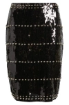 Nikki Lund Dagny Stud Sequin Skirt In Black