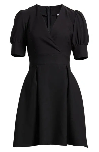 Nikki Lund Erin Wrap Bodice Fit & Flare Dress In Black