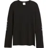 Nikki Lund Fleur Embroidered Thermal Knit Top In Black