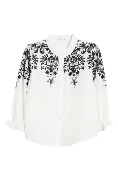Nikki Lund Floral Embroidered Cotton Blouse In White