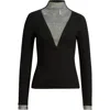 Nikki Lund Gillian Rhinestone Rib Top In Black