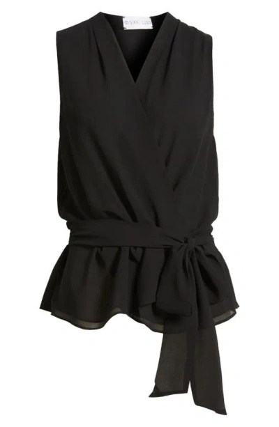 Nikki Lund Golriz Wrap Tie Waist Sleeveless Top In Black