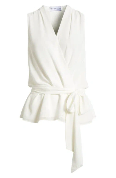 Nikki Lund Golriz Wrap Tie Waist Sleeveless Top In White