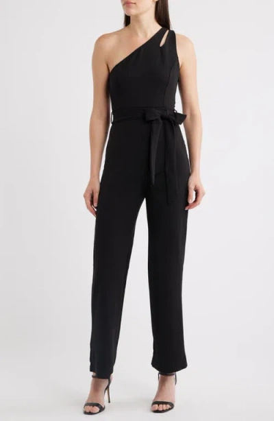 Nikki Lund Harlow One-shoulder Jumpsuit In Black