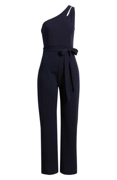 Nikki Lund Harlow One-shoulder Jumpsuit In Blue