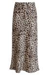 Nikki Lund Ione Leopard Print Satin Slip Skirt In Leopard