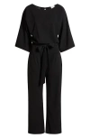 Nikki Lund Joycelyn Flare Sleeve Tie Waist Jumpsuit In Black