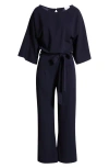 Nikki Lund Joycelyn Flare Sleeve Tie Waist Jumpsuit In Navy