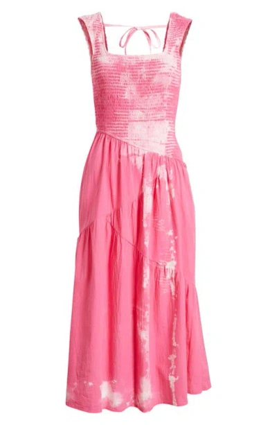 Nikki Lund Kai Smocked Sleeveless Maxi Dress In Pink