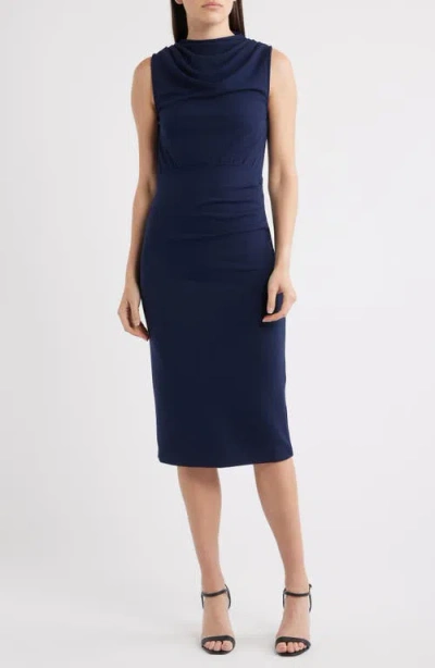 Nikki Lund Kim Drape Sleeveless Dress In Blue