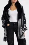 Nikki Lund Lagertha Faux Fur Trim Wrap In Black