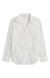 Nikki Lund Liz Embroidered Floral Button-up Shirt In White
