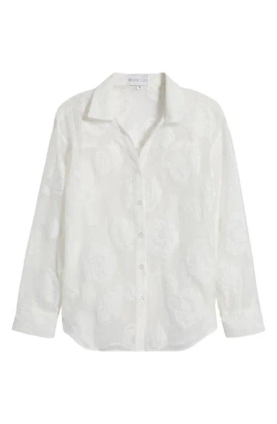 Nikki Lund Liz Embroidered Floral Button-up Shirt In White