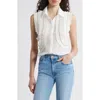 Nikki Lund Maite Embellished Ruffle Sleeveless Shirt In White