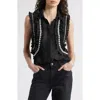 Nikki Lund Maite Embellished Ruffle Sleeveless Shirt