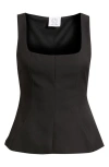 Nikki Lund Maron Square Neck Sleeveless Peplum Top In Black