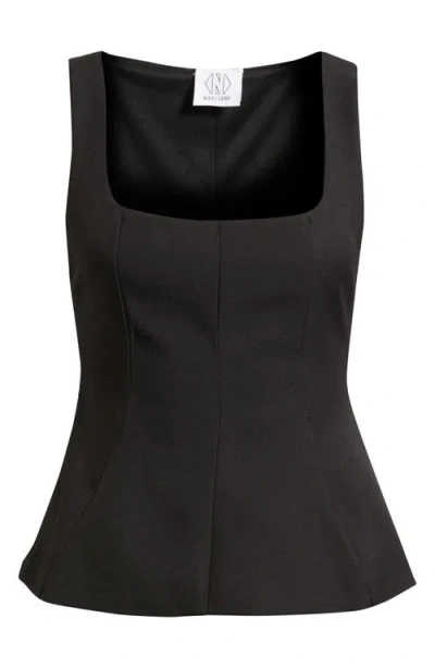 Nikki Lund Maron Square Neck Sleeveless Peplum Top In Black