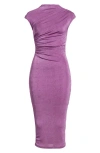 Nikki Lund Norah Ruched Body-con Midi Dress In Purple