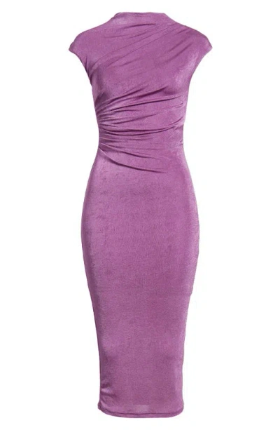 Nikki Lund Norah Ruched Body-con Midi Dress In Purple