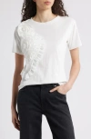 Nikki Lund Peony Floral Appliqué Top In White