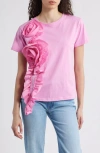 Nikki Lund Peony Floral Appliqué Top In Pink