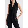Nikki Lund Rani Ruched Tie Neck Sleeveless Top In Black