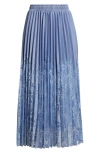 Nikki Lund Sigrid Mixed Media Pleated Skirt In Blue