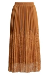 Nikki Lund Sigrid Mixed Media Pleated Skirt In Brown