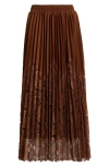 Nikki Lund Sigrid Mixed Media Pleated Skirt In Brown