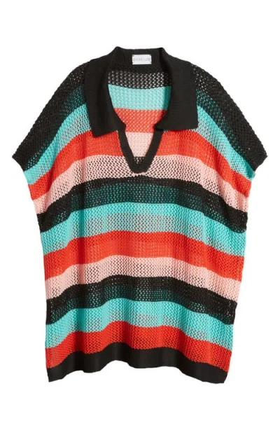 Nikki Lund Stripe Open Stitch Sweater In Multi