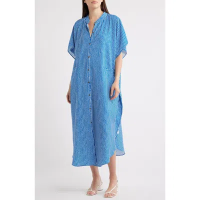 Nikki Lund Tatjan Stripe Shirtdress In Blue
