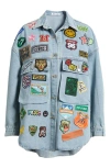 Nikki Lund Thora Patch Denim Jacket In Blue