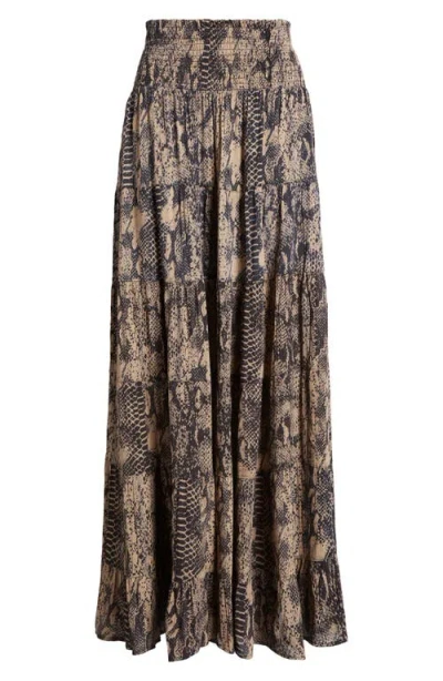 Nikki Lund Torvi Animal Print Maxi Skirt In Taupe