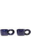 Niko June Studio Ceramic Cups (set Of Two) In Blue