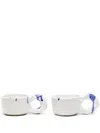 Niko June Studio Paint-splatter Ceramic Cups (set Of Two) In White