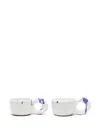 Niko June Studio Paint-splatter Ceramic Cups (set Of Two) In White