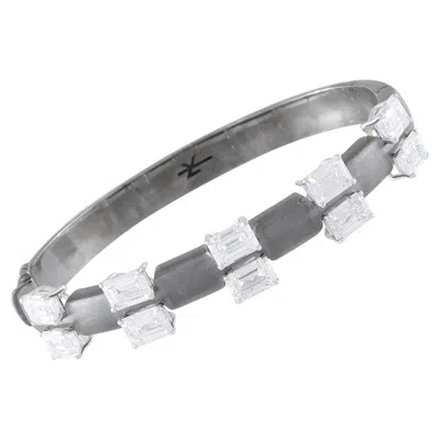 Pre-owned Nikos Koulis 18k White Gold And Titanium 10.19ct Diamond Bracelet Nk16-060426