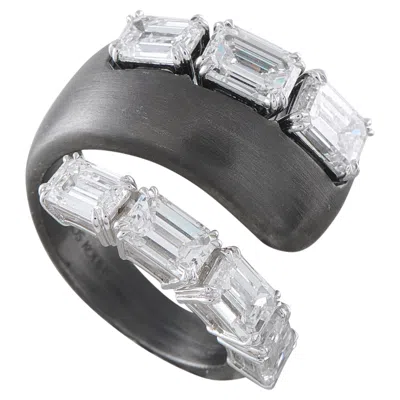 Pre-owned Nikos Koulis 18k White Gold And Titanium 5.14ct Diamond Ring Nk15-060426