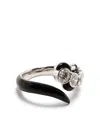 Nikos Koulis 18kt Weissgoldring Mit Diamanten Und Emaille In Silver