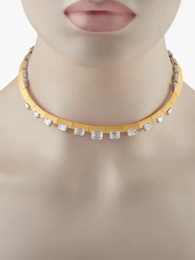 Pre-owned Nikos Koulis Diamond Choker Necklace In Gold