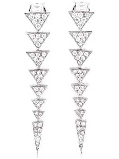 Nikos Koulis Long Triangle Drop Diamond Earrings In Metallic